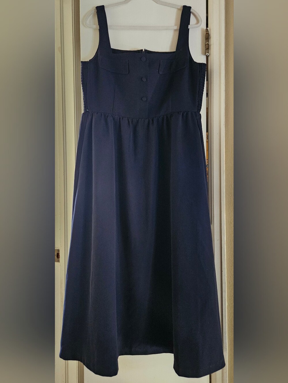 Tuckernuck Navy Square Neck Smocked Fit & Flare Midi Dress XXL